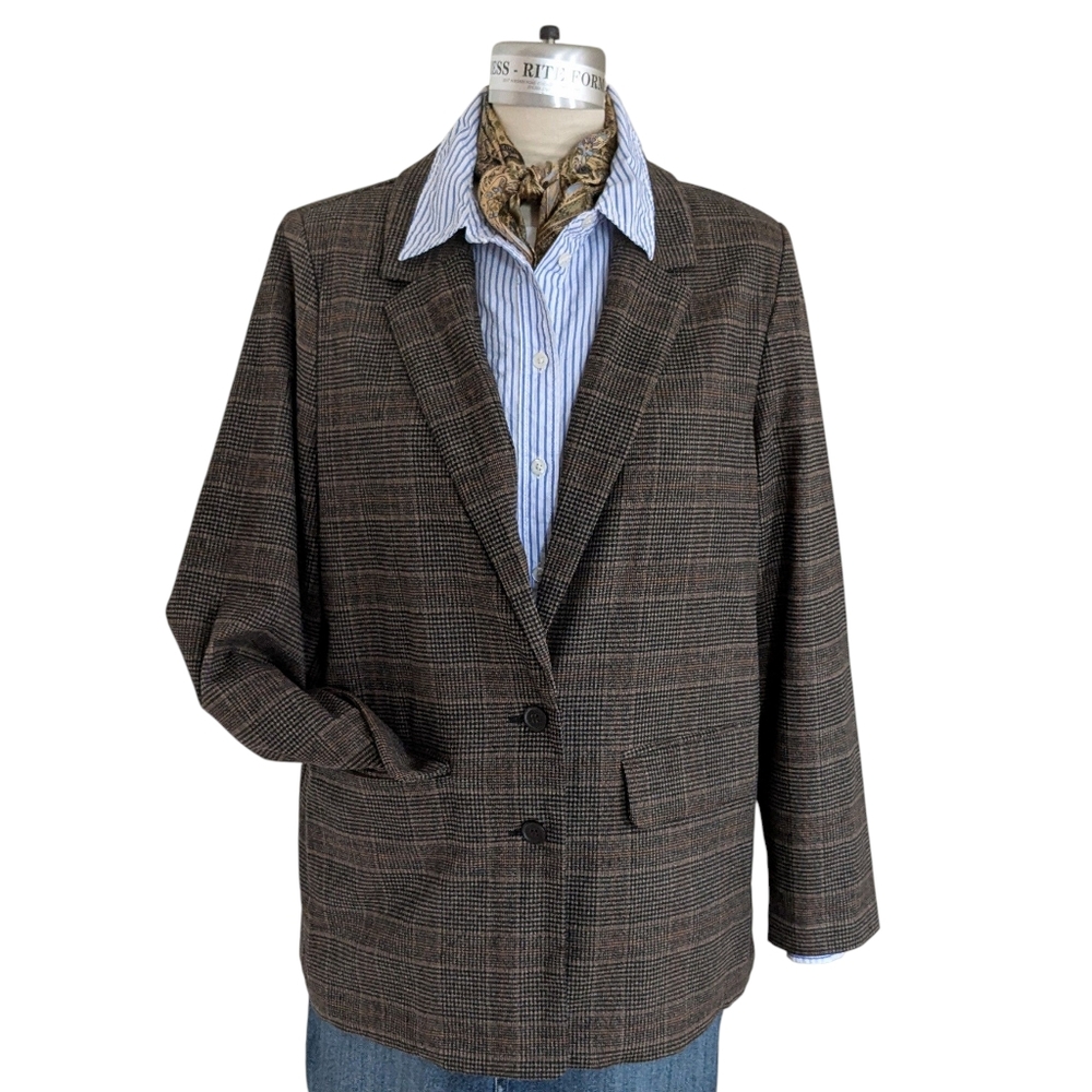 Old Navy Relaxed Fit Glen Plaid Blazer Size Large